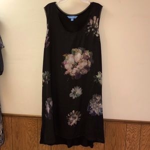 Vera Wang Silk Floral Sheath Dress Tie Waist